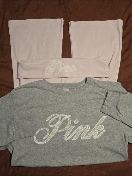 PINK Victoria's Secret Tops - PINK Victoria's Secret Campus Cotton Long Sleeve & yoga pants